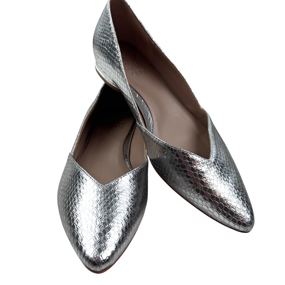 Naturalizer Havana Metallic Silver Snake Print Leather Slip On Shoes Women's 6.5